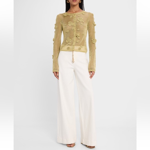 Cult Gaia ‘Kash’ gold knit cardigan size L - Picture 2 of 8